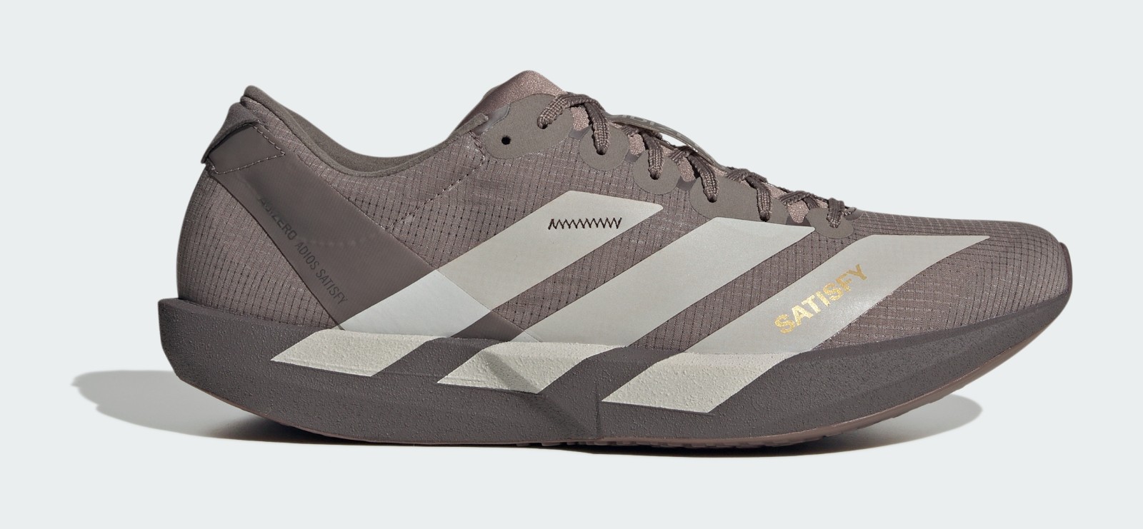 Satisfy x adidas Adizero Adios 9 "Brown & Pearl Met."